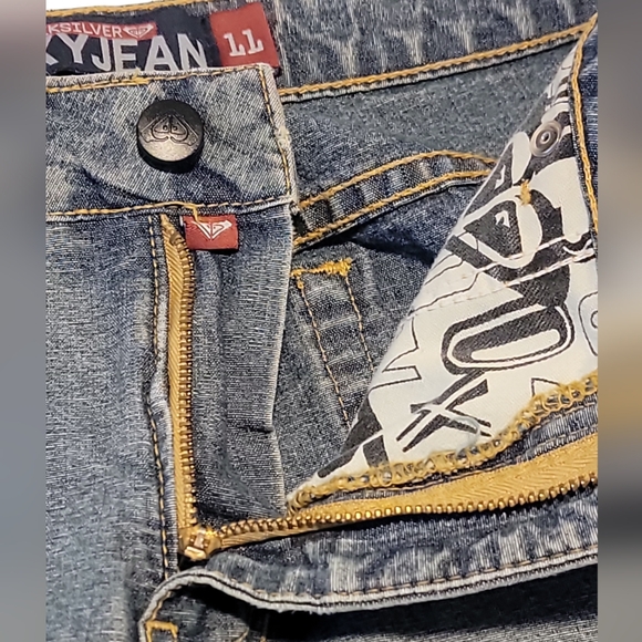 Quicksilver Roxy Vintage 90's Jeans Flared Size 11 Juniors Light Wash Blue - Picture 5 of 12